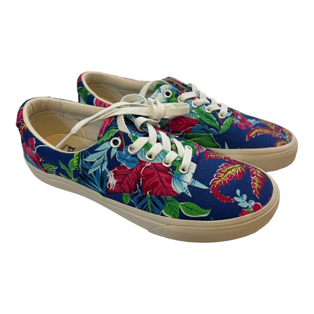 Polo Ralph Lauren Men's Keaton Pony Sneaker Villa Floral Navy Canvas Size‎ 8 New